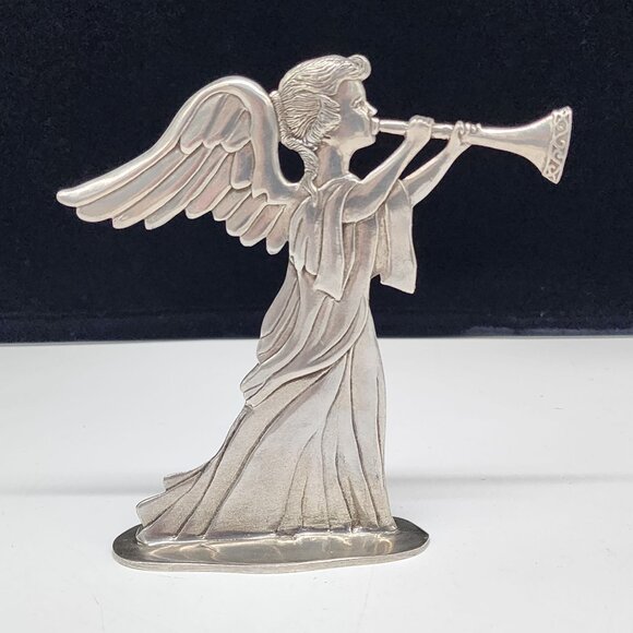 Vintage 1987 Seagull Pewter Canada Angel Figurine Blowing Trumpet - Picture 2 of 9